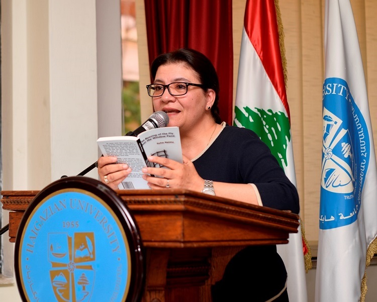 Suha Naimy Signs her Book “The Buzzing of the Fly over the Window Pane”